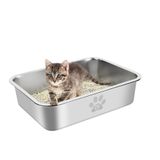 Caixa De Areia Para Gatos Pwtaa De Aço Inoxidável De Lado Alto 40x30x10cm