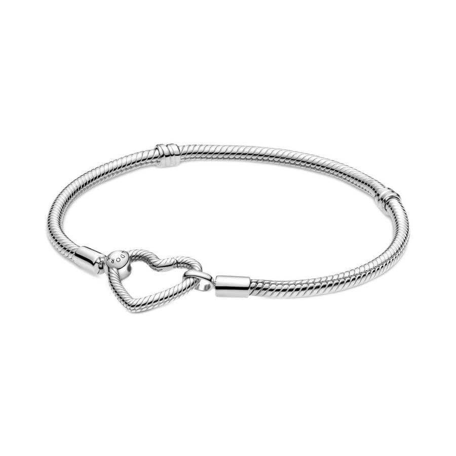 Pulseira Pandora Moments Heart Clasp Snake Chain Silver 925