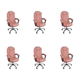 Kit 6 Cadeiras De Escritório Presidente Reclinável Ajustável - Rosa Chiclete