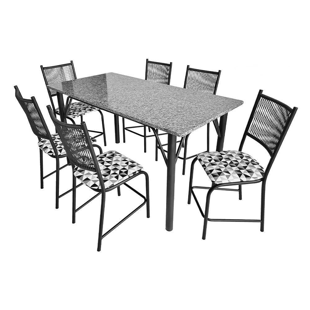 Mesa De Jantar Retangular Famais Noruega Com 6 Cadeiras