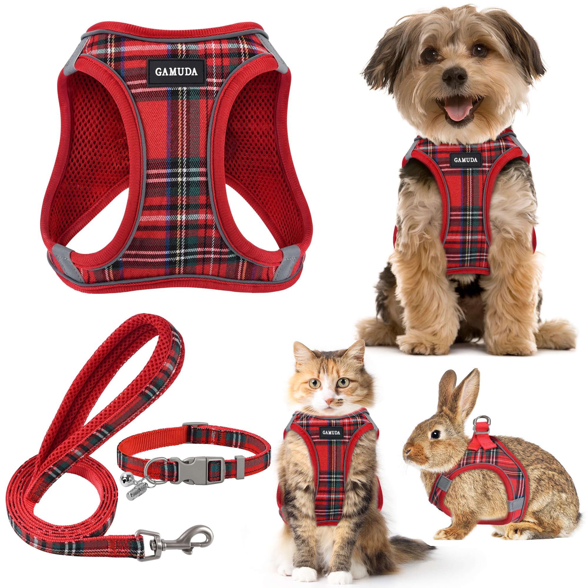 Conjunto De Arnês Gamuda Small Dog Step-in No Pull Soft Mesh Red M