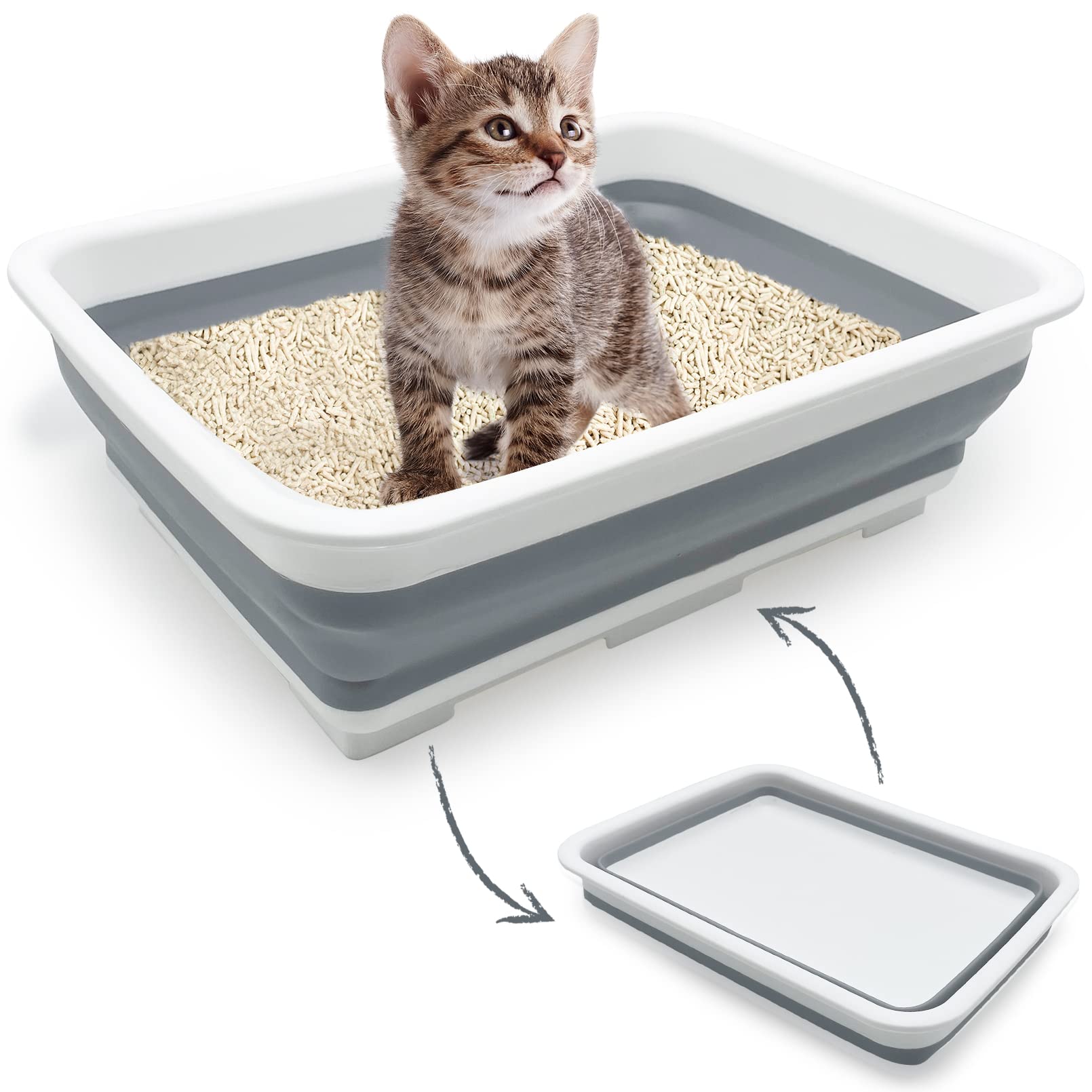 Caixa De Areia Para Gatos Fhiny Open Kitten Potty Pan Dobrável À Prova D'água