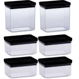 Kit 6 Potes Herméticos Retangular Lumini Black 580/1300ml