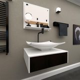 Gabinete Para Banheiro Com Cuba + Espelheira Madri 50 Cm Preto