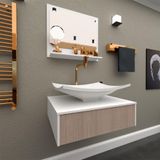 Gabinete Para Banheiro Com Cuba + Espelheira Madri 50 Cm Griggio
