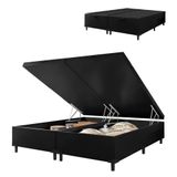 Cama Box Com Baú King 1,93m Prince Suede Preto