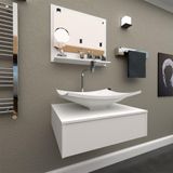 Gabinete Para Banheiro Com Cuba + Espelheira Madri 50 Cm Branco
