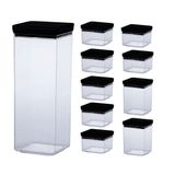 Kit 10 Potes Hermético Quadrado Lumini Black 480/1000/2200ml