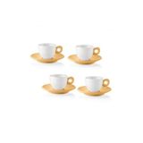 Jogo De 4 Xícaras Guzzini Café Expresso 50ml Porcelana Com Pires Mostarda Vibrante 81701211