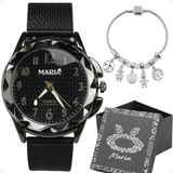 Relogio Feminino Prova Dagua Aço Inox + Caixa Pandora