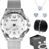 Relogio Feminino Prata Prova Dagua + Pulseira Silicone