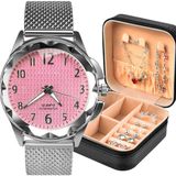 Relogio Feminino Prova Dagua + Brincos + Colar Ou Pulseira Silicone Casual Original Social Presente
