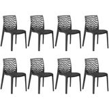 Kit 8 Cadeiras De Jantar Gruvyer Design Em Polipropileno - Preto