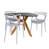 Conjunto Mesa De Jantar Orgânica Nina 120cm Preta Com 3 Cadeiras Allegra - Cinza