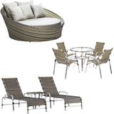 4 Cadeiras + 2 Mesa + 2 Espreguiçadeiras + 1 Chaise Trama Capuccino