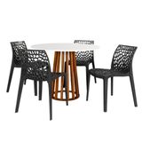 Conjunto Mesa De Jantar Redonda Talia Amadeirada Branca 100cm Com 4 Cadeiras Gruvyer - Preto