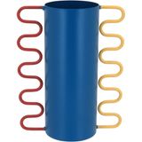 Vaso Decorativo Enfeite Casa Metal 20x12x12cm Azul