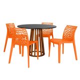 Conjunto Mesa De Jantar Redonda Talia Amadeirada Preta 100cm Com 4 Cadeiras Gruvyer - Laranja