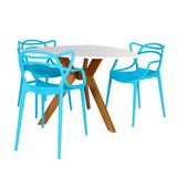 Conjunto Mesa De Jantar Orgânica Nina 120cm Branca Com 3 Cadeiras Allegra - Azul