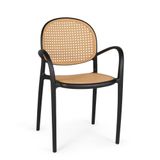 Cadeira De Jantar Roma Com Braço Para Sala E Cozinha - Preto