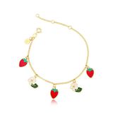 Pulseira Flor Do Morango Revestida Em Ouro