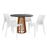 Conjunto Mesa De Jantar Redonda Talia Amadeirada Preta 100cm Com 4 Cadeiras Gruvyer - Branco
