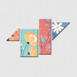 Flores Coloridas - Quadro Ou Placa Com 4 Peças 6mm