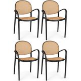 Kit 4 Cadeiras De Jantar Roma Com Braço Para Sala E Cozinha - Preto