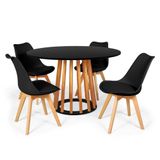 Conjunto Mesa De Jantar Talia Amadeirada Preta 120cm Com 4 Cadeiras Eiffel Leda - Preto