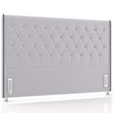 Cabeceira Cama Box King 195cm Estofada Frizza P05 Veludo Cinza - Lyam Decor