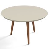 Mesa de Centro Redonda Pés Madeira Luna 670 Off White - Patrimar Móveis