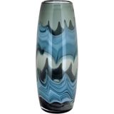 Vaso Decorativo Enfeite Casa Vidro 35x14x14cm Azul
