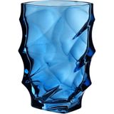 Vaso Decorativo Enfeite Casa Ondas Home&amp;co Vidro 19x12x12cm Azul