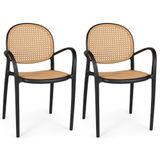 Kit 2 Cadeiras De Jantar Roma Com Braço Para Sala E Cozinha - Preto