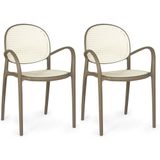 Kit 2 Cadeiras De Jantar Roma Com Braço Para Sala E Cozinha - Branco-cinza Escuro