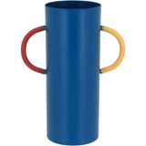 Vaso Decorativo Enfeite Casa Metal 15x11x11cm Azul