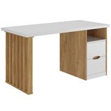 Mesa Escrivaninha Home Office 142cm 2 Gavetas Dora A02 Branco Olmo