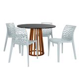 Conjunto Mesa De Jantar Redonda Talia Amadeirada Preta 100cm Com 4 Cadeiras Gruvyer - Cinza