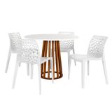 Conjunto Mesa De Jantar Redonda Talia Amadeirada Branca 100cm Com 4 Cadeiras Gruvyer - Branco