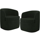 Kit 02 Poltronas Decorativa Giratória Para Sala De Estar Siena K01 Veludo Verde - Lyam Decor