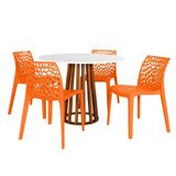 Conjunto Mesa De Jantar Redonda Talia Amadeirada Branca 100cm Com 4 Cadeiras Gruvyer - Laranja