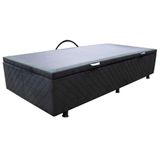 Base Cama Box Baú Solteiro Suede Preto