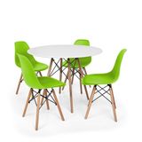 Conjunto Mesa De Jantar Redonda Solo Branca 90cm Com 4 Cadeiras Solo - Verde