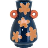 Vaso Decorativo Enfeite Casa Cerâmica 22x14x14cm Azul