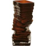 Vaso Decorativo Enfeite Casa Pedra Home&amp;co Vidro 24x10x10cm Âmbar