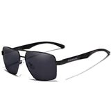 Óculos De Sol Masculino Design Alumínio Lente Espelho Polarizada Uv400 Preto