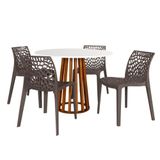 Conjunto Mesa De Jantar Redonda Talia Amadeirada Branca 100cm Com 4 Cadeiras Gruvyer - Fendi