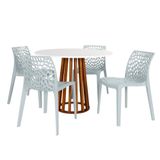 Conjunto Mesa De Jantar Redonda Talia Amadeirada Branca 100cm Com 4 Cadeiras Gruvyer - Cinza
