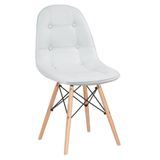 Cadeira Estofada Eames Eiffel Botonê - Base De Madeira Clara - Cinza Claro