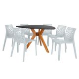 Conjunto Mesa De Jantar Orgânica Nina 120cm Preta Com 6 Cadeiras Gruvyer - Cinza